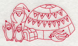 Penguins Happy Christmas (Redwork)