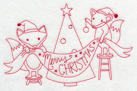 Foxy Merry Christmas (Redwork)