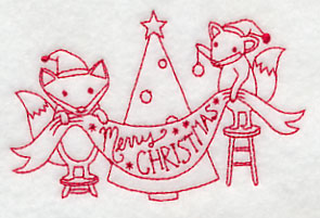 Foxy Merry Christmas (Redwork)