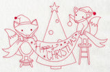 Foxy Happy Christmas (Redwork)