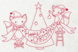 Foxy Happy Christmas (Redwork)