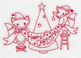 Foxy Happy Christmas (Redwork)