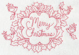 Wreathed in Merry Christmas Wishes (Redwork)