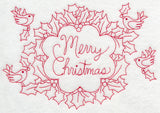 Wreathed in Merry Christmas Wishes (Redwork)