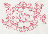 Wreathed in Merry Christmas Wishes (Redwork)