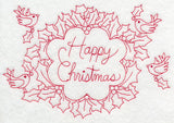 Wreathed in Happy Christmas Wishes (Redwork)