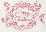 Wreathed in Happy Christmas Wishes (Redwork)