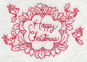 Wreathed in Happy Christmas Wishes (Redwork)