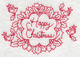 Wreathed in Happy Christmas Wishes (Redwork)