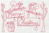 Squirrels Merry Christmas (Redwork)