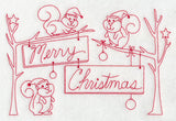 Squirrels Merry Christmas (Redwork)