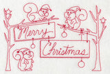 Squirrels Merry Christmas (Redwork)