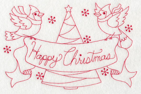 Cardinals Happy Christmas (Redwork)