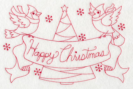 Cardinals Happy Christmas (Redwork)