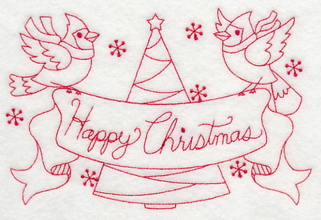 Cardinals Happy Christmas (Redwork)