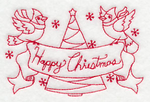 Cardinals Happy Christmas (Redwork)