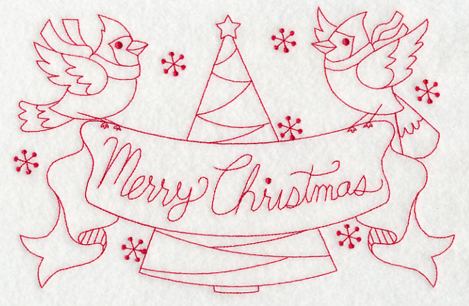 Cardinals Merry Christmas (Redwork)