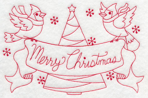 Cardinals Merry Christmas (Redwork)