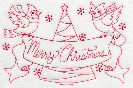 Cardinals Merry Christmas (Redwork)