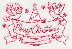 Cardinals Merry Christmas (Redwork)