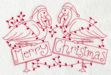 Flamingo Merry Christmas (Redwork)