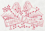 Flamingo Happy Christmas (Redwork)