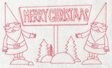 Danish Christmas Elves Merry Christmas (Redwork)