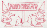 Danish Christmas Elves Merry Christmas (Redwork)