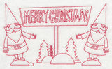 Danish Christmas Elves Merry Christmas (Redwork)