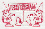 Danish Christmas Elves Merry Christmas (Redwork)