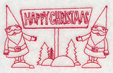 Danish Christmas Elves Happy Christmas (Redwork)
