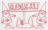 Danish Christmas Elves Glaedelig Jul (Redwork)