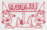 Danish Christmas Elves Glaedelig Jul (Redwork)