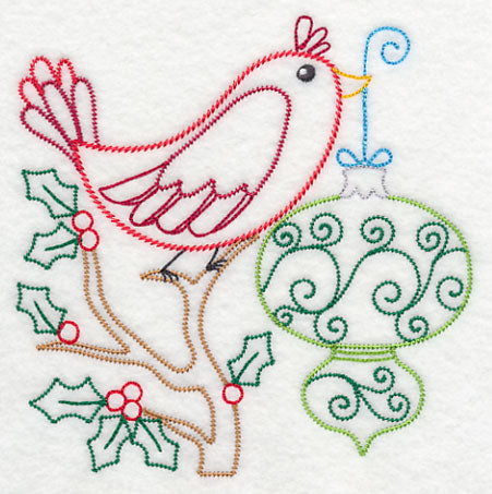 Christmas Whimsy Bird and Bulb 1 (Vintage)