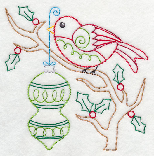 Christmas Whimsy Bird and Bulb 5 (Vintage)