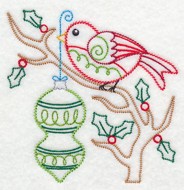 Christmas Whimsy Bird and Bulb 5 (Vintage)