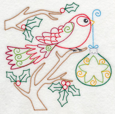 Christmas Whimsy Bird and Bulb 6 (Vintage)