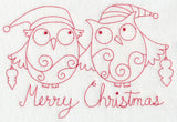 Owls Merry Christmas (Redwork)