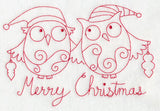 Owls Merry Christmas (Redwork)