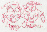 Owls Happy Christmas (Redwork)