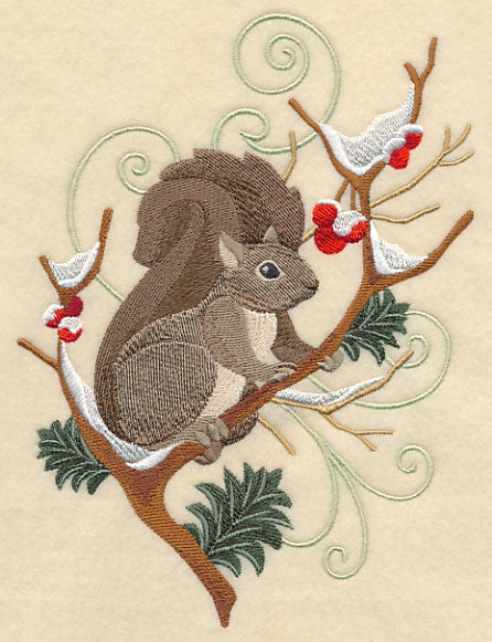 Squirrel and Winter Branch Wedge