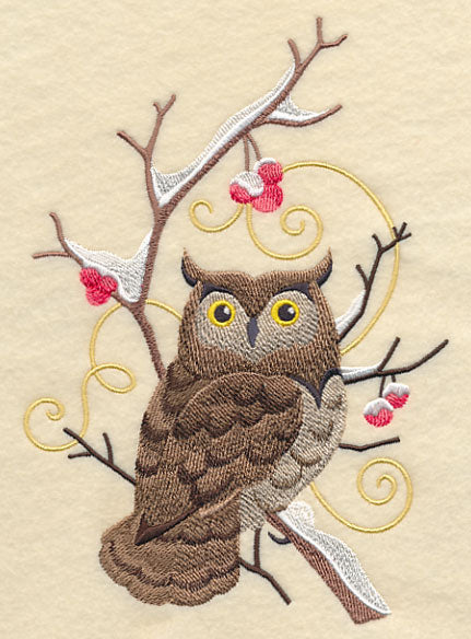 Owl and Winter Branch Wedge