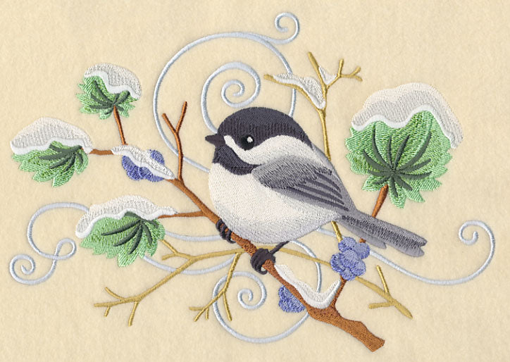 Chickadee and Winter Branch Spray