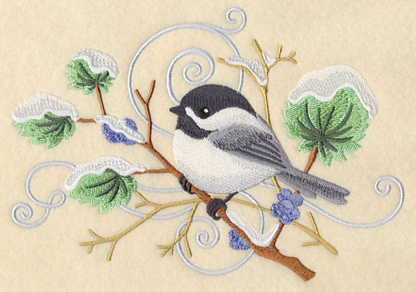 Chickadee and Winter Branch Spray