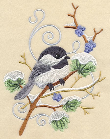 Chickadee and Winter Branch Wedge