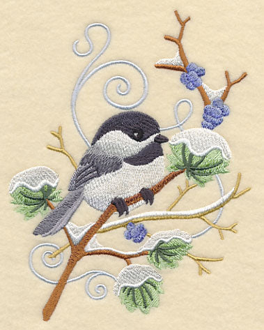 Chickadee and Winter Branch Wedge