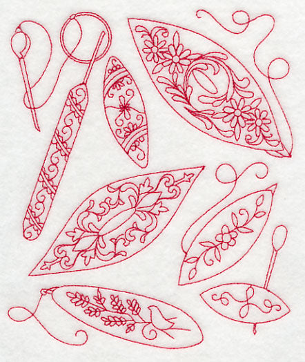 Tatting Shuttle Medley (Redwork)