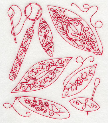 Tatting Shuttle Medley (Redwork)