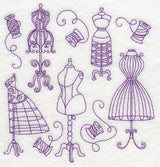 Dress Form Medley (Redwork)