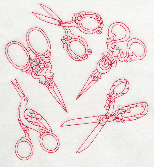 Antique Scissors Medley (Redwork)